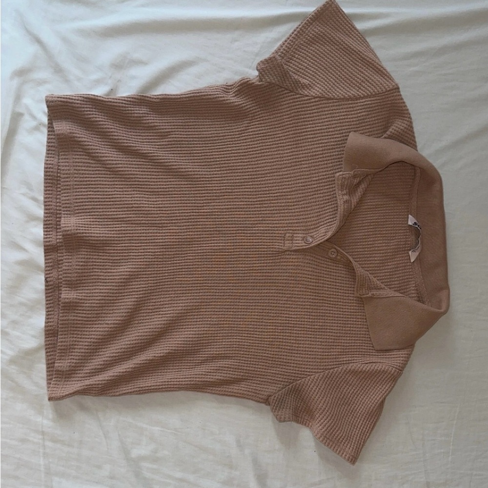 SO Brown Ribbed Polo T-Shirt Short Sleeve